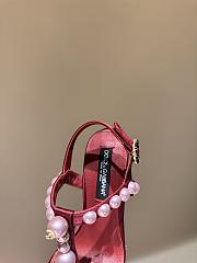 Dolce&Gabbana Bejeweled Satin Sandals With Pearl Embroidery Red 90mm - 4