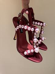 Dolce&Gabbana Bejeweled Satin Sandals With Pearl Embroidery Red 90mm - 1