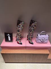 Dolce&Gabbana Cardinal Crystal Jacquard Knee High Boot In Multi - 4