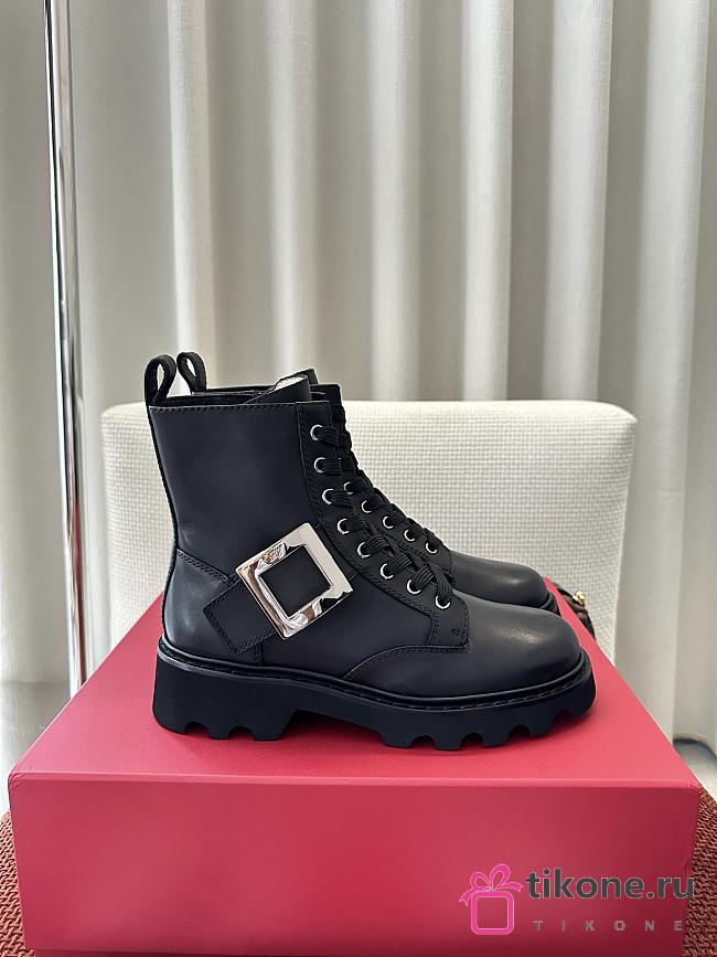Roger Vivier Viv Rangers Truck Booties In Leather Black  - 1