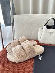 Celine Slides Triomphe In Shearling Beige - 6
