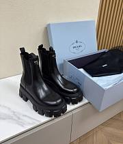 Prada Black Brushed Leather Booties 50mm - 1