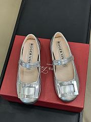 Roger Vivier Viv Low Mary Janes In Leather Silver - 1