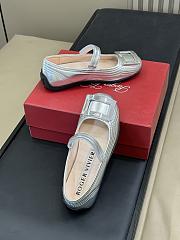 Roger Vivier Viv Low Mary Janes In Leather Silver - 6