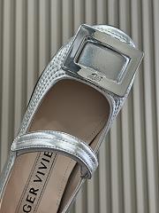 Roger Vivier Viv Low Mary Janes In Leather Silver - 5