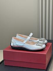 Roger Vivier Viv Low Mary Janes In Leather Silver - 4