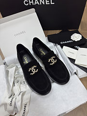 Chanel Moccasins Suede Kidskin Black - 1