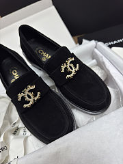 Chanel Moccasins Suede Kidskin Black - 6
