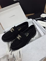 Chanel Moccasins Suede Kidskin Black - 5