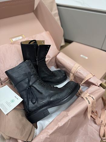 Miumiu Leather Laced Booties Black 35mm 5U316E
