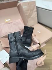 Miumiu Leather Laced Booties Black 35mm 5U316E - 3