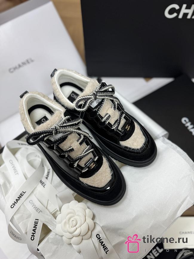 Chanel Sneakers Shearling Suede Calfskin & Calfskin Black - 1
