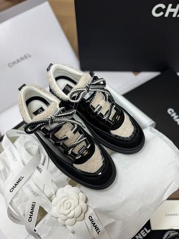 Chanel Sneakers Shearling Suede Calfskin & Calfskin Black