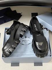 Prada Brushed Leather Monolith Mary Janes Black - 3