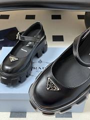 Prada Brushed Leather Monolith Mary Janes Black - 6