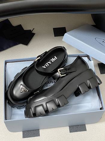 Prada Brushed Leather Monolith Mary Janes Black