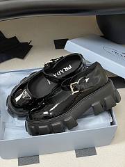 Prada Brushed Patent Leather Monolith Mary Janes Black - 3