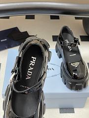 Prada Brushed Patent Leather Monolith Mary Janes Black - 2