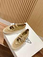 Prada Beige Nappa Leather And Raffia Ballerinas - 4