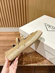 Prada Beige Nappa Leather And Raffia Ballerinas - 3