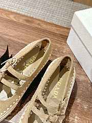 Prada Beige Nappa Leather And Raffia Ballerinas - 5