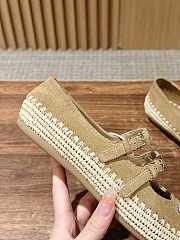 Prada Beige Nappa Leather And Raffia Ballerinas - 6