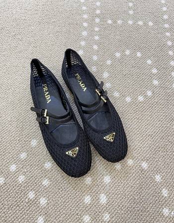 Prada Mesh Fabric Ballerinas Black 1F915N
