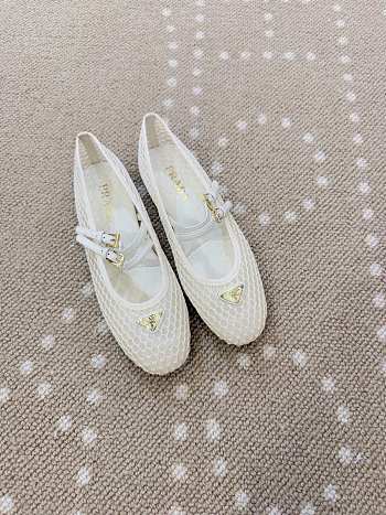 Prada Mesh Fabric Ballerinas Ivory 1F915N