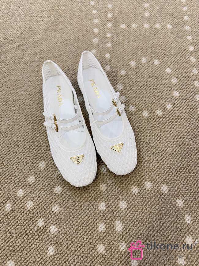 Prada Mesh Fabric Ballerinas White 1F915N - 1