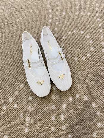 Prada Mesh Fabric Ballerinas White 1F915N