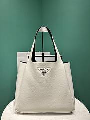 Prada Medium Leather Tote Bag White 1BG338 -32x27x14cm - 2