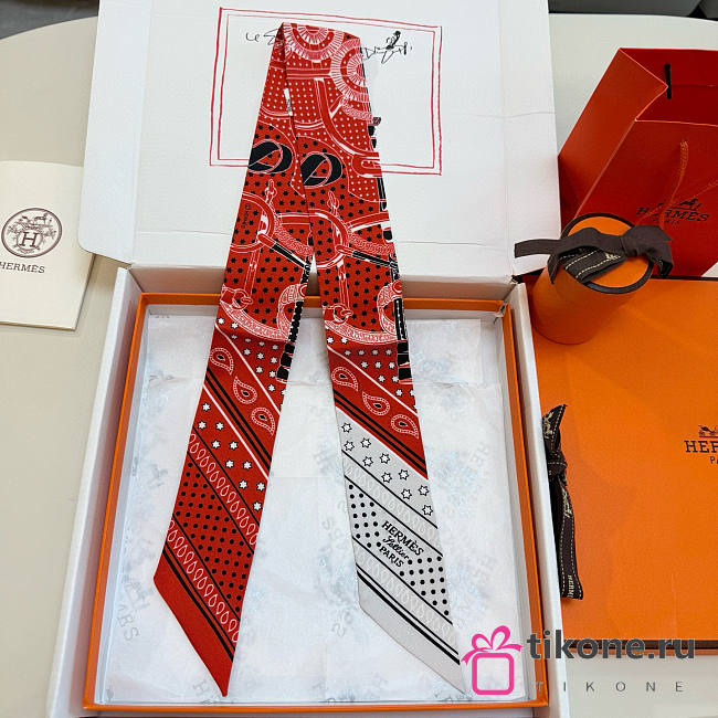 Hermes Eperon d'Or Bandana Twilly Orange - 5x86cm - 1