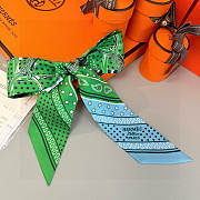 Hermes Eperon d'Or Bandana Twilly Green - 5x86cm - 6