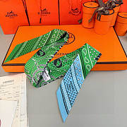 Hermes Eperon d'Or Bandana Twilly Green - 5x86cm - 5