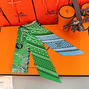 Hermes Eperon d'Or Bandana Twilly Green - 5x86cm - 4