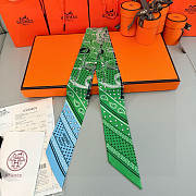 Hermes Eperon d'Or Bandana Twilly Green - 5x86cm - 3