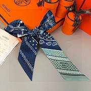 Hermes Eperon d'Or Bandana Twilly Blue - 5x86cm - 6