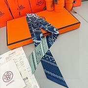 Hermes Eperon d'Or Bandana Twilly Blue - 5x86cm - 5