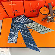 Hermes Eperon d'Or Bandana Twilly Blue - 5x86cm - 2