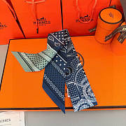 Hermes Eperon d'Or Bandana Twilly Blue - 5x86cm - 3