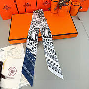 Hermes Eperon d'Or Bandana Twilly White - 5x86cm - 1
