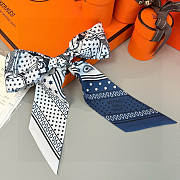 Hermes Eperon d'Or Bandana Twilly White - 5x86cm - 6