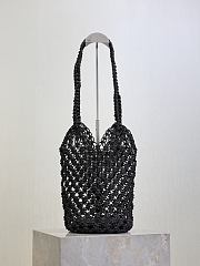 YSL Cassandre Large Tote in Crochet Black - 35x13x13cm - 3