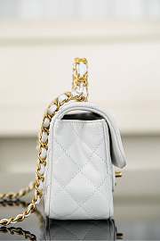 Chanel Mini Flap Bag with Top Handle Grained Shiny Calfskin & Gold Tone Metal White - 19.5x12x6.5cm - 6