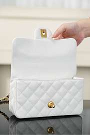 Chanel Mini Flap Bag with Top Handle Grained Shiny Calfskin & Gold Tone Metal White - 19.5x12x6.5cm - 5