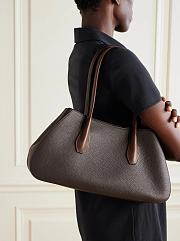 The Row Alger Shoulder Bag Textured Calfskin Leather in Brown - 39x9.5x19cm - 4