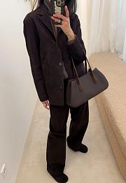 The Row Alger Shoulder Bag Textured Calfskin Leather in Brown - 39x9.5x19cm - 3