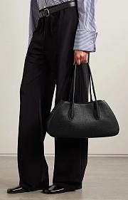 The Row Alger Shoulder Bag Textured Calfskin Leather in Black - 39x9.5x19cm - 4