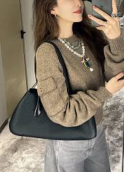 The Row Alger Shoulder Bag Textured Calfskin Leather in Black - 39x9.5x19cm - 3