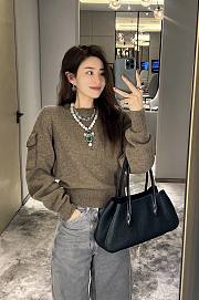 The Row Alger Shoulder Bag Textured Calfskin Leather in Black - 39x9.5x19cm - 2